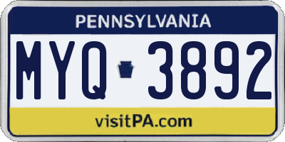 PA license plate MYQ3892