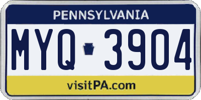 PA license plate MYQ3904