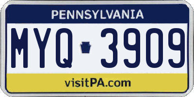 PA license plate MYQ3909