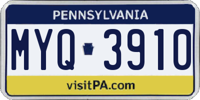 PA license plate MYQ3910