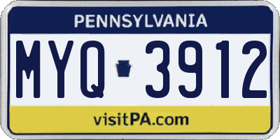 PA license plate MYQ3912