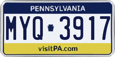 PA license plate MYQ3917