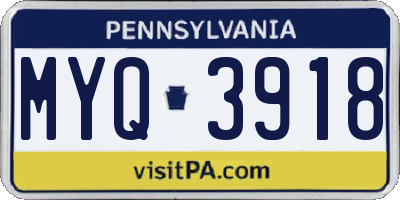 PA license plate MYQ3918