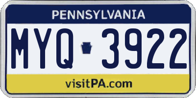 PA license plate MYQ3922