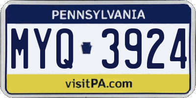 PA license plate MYQ3924