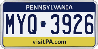 PA license plate MYQ3926