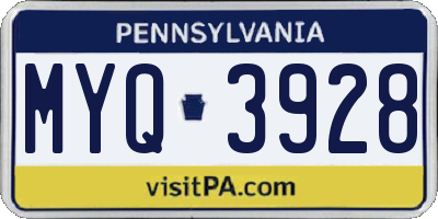 PA license plate MYQ3928