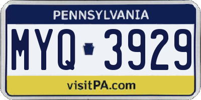 PA license plate MYQ3929