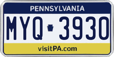 PA license plate MYQ3930