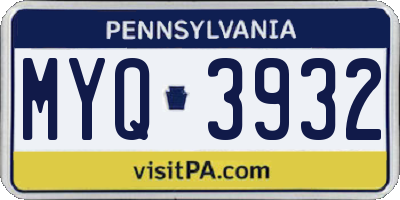 PA license plate MYQ3932