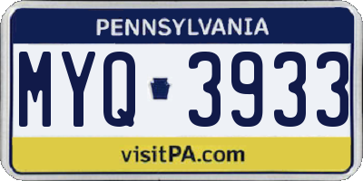 PA license plate MYQ3933