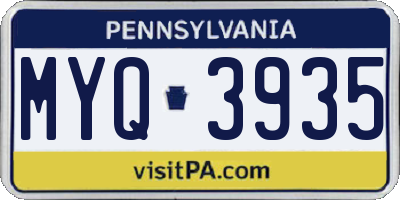 PA license plate MYQ3935