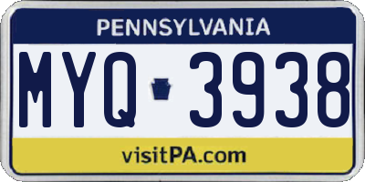 PA license plate MYQ3938
