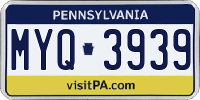 PA license plate MYQ3939