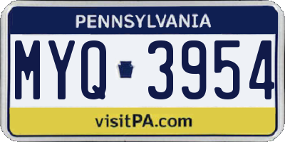 PA license plate MYQ3954