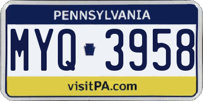 PA license plate MYQ3958