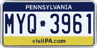 PA license plate MYQ3961