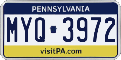 PA license plate MYQ3972