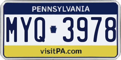 PA license plate MYQ3978