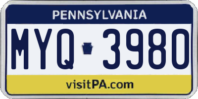 PA license plate MYQ3980