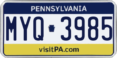 PA license plate MYQ3985