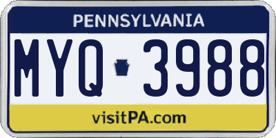 PA license plate MYQ3988