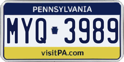 PA license plate MYQ3989