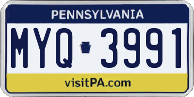 PA license plate MYQ3991