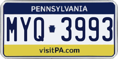 PA license plate MYQ3993
