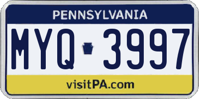 PA license plate MYQ3997