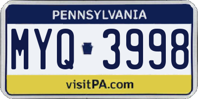 PA license plate MYQ3998
