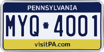 PA license plate MYQ4001