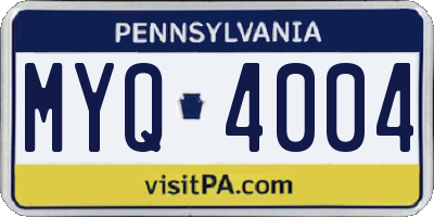 PA license plate MYQ4004