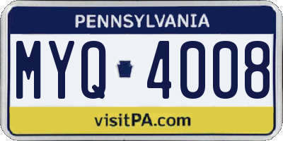 PA license plate MYQ4008