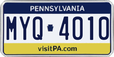 PA license plate MYQ4010