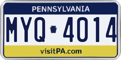 PA license plate MYQ4014