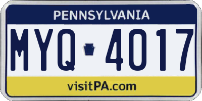 PA license plate MYQ4017