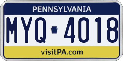 PA license plate MYQ4018