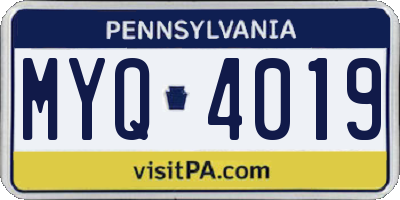 PA license plate MYQ4019