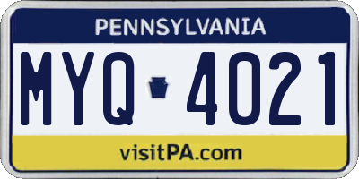 PA license plate MYQ4021