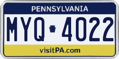 PA license plate MYQ4022