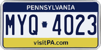 PA license plate MYQ4023