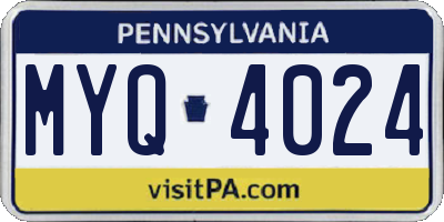 PA license plate MYQ4024