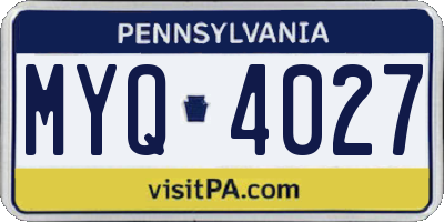 PA license plate MYQ4027