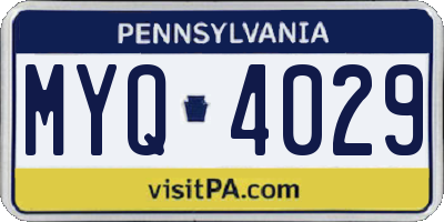 PA license plate MYQ4029