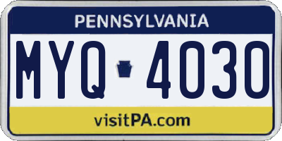 PA license plate MYQ4030