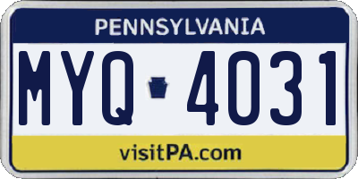 PA license plate MYQ4031