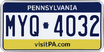 PA license plate MYQ4032
