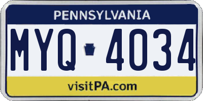PA license plate MYQ4034