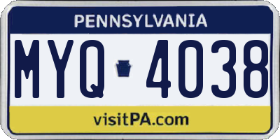 PA license plate MYQ4038